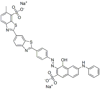 disodium 2'-[4-[[1-hydroxy-7-(phenylamino)-3-sulphonato-2-naphthyl]azo]phenyl]-6-methyl[2,6'-bibenzothiazole]-7-sulphonate CAS#: 6222-60-2