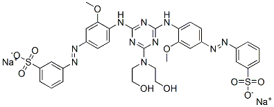 disodium 3,3'-[[6-[bis(2-hydroxyethyl)amino]-1,3,5-triazine-2,4-diyl]bis[imino(3-methoxy-4,1-phenylene)azo]]bis[benzenesulphonate] CAS#: 52238-69-4