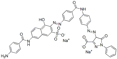 disodium 4-[[4-[[4-[[6-[(4-aminobenzoyl)amino]-1-hydroxy-3-sulphonato-2-naphthyl]azo]benzoyl]amino]phenyl]azo]-4,5-dihydro-5-oxo-1-phenyl-1H-pyrazole-3-carboxylate CAS#: 6391-23-7