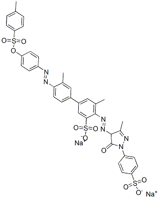 disodium 4-[[4,5-dihydro-3-methyl-5-oxo-1-(4-sulphonatophenyl)-1H-pyrazol-4-yl]azo]-3',5-dimethyl-4'-[[4-[[(4-methylphenyl)sulphonyl]oxy]phenyl]azo][1,1'-biphenyl]-3-sulphonate CAS#: 55698-26-5