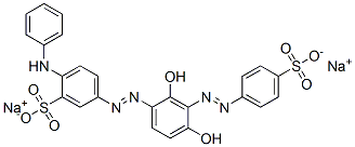 disodium 5-[[2,4-dihydroxy-3-[(4-sulphonatophenyl)azo]phenyl]azo]-2-(phenylamino)benzenesulphonate CAS#: 6416-67-7