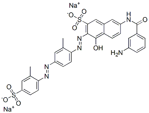 disodium 7-[(3-aminobenzoyl)amino]-4-hydroxy-3-[[2-methyl-4-[(2-methyl-4-sulphonatophenyl)azo]phenyl]azo]naphthalene-2-sulphonate CAS#: 5938-84-1