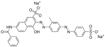 disodium 7-(benzoylamino)-4-hydroxy-3-[[2-methyl-4-[(4-sulphonatophenyl)azo]phenyl]azo]naphthalene-2-sulphonate CAS#: 5873-24-5