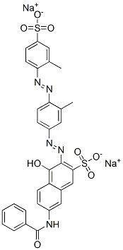 disodium 7-(benzoylamino)-4-hydroxy-3-[[3-methyl-4-[(2-methyl-4-sulphonatophenyl)azo]phenyl]azo]naphthalene-2-sulphonate CAS#: 5873-26-7