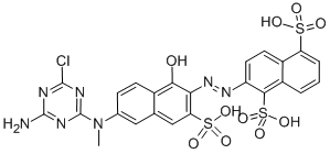 disodium hydrogen 2-[[6-[(4-amino-6-chloro-1,3,5-triazin-2-yl)methylamino]-1-hydroxy-3-sulphonato-2-naphthyl]azo]naphthalene-1,5-disulphonate CAS#: 59970-93-3