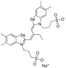 hydrogen 2-[2-[[5,6-dimethyl-3-(3-sulphonatopropyl)-3H-benzoselenazol-2-ylidene]methyl]but-1-enyl]-5,6-dimethyl-3-(3-sulphonatopropyl)benzoselenazolium, sodium salt CAS#: 52513-84-5