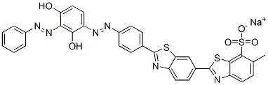 sodium 2'-[4-[[2,4-dihydroxy-3-(phenylazo)phenyl]azo]phenyl]-6-methyl[2,6'-bibenzothiazole]-7-sulphonate CAS#: 5863-88-7