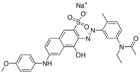sodium 3-[[5-(acetylethylamino)-o-tolyl]azo]-4-hydroxy-6-[(4-methoxyphenyl)amino]naphthalene-2-sulphonate CAS#: 6369-33-1