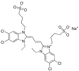 sodium hydrogen 5,6-dichloro-2-[3-[5,6-dichloro-1-ethyl-1,3-dihydro-3-(4-sulphonatobutyl)-2H-benzimidazol-2-ylidene]-1-propenyl]-1-ethyl-3-(4-sulphonatobutyl)-1H-benzimidazolium CAS#: 53841-40-0