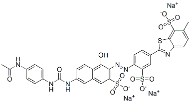 trisodium 2-[4-[[6-[[[[4-(acetamido)phenyl]amino]carbonyl]amino]-1-hydroxy-3-sulphonato-2-naphthyl]azo]-3-sulphonatophenyl]-6-methylbenzothiazole-7-sulphonate CAS#: 6417-31-8