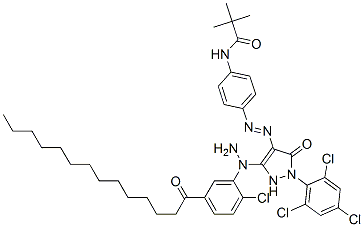 1-(2,4,6-Trichlorophenyl)-3-(2-chloro-5-n-tetradecanoyl aminoanilino)-4-(4-pivaoylaminophenylazo)-5-pyrazolone CAS#: 63973-21-7