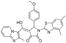 1-(4,6-dimethylbenzothiazol-2-yl)-4-[hydroxy-(8-methyl-1,7-diazabicyclo[4.3.0]nona-2,4,6,8-tetraen-9-yl)methylidene]-5-(4-methoxyphenyl)pyrrolidine-2,3-dione CAS#: 7067-98-3