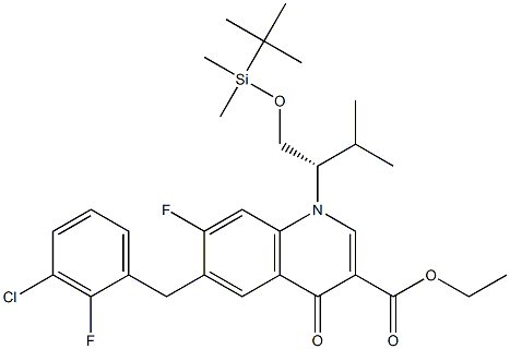 1-((S)-1-tert-butyldiMethylsilyloxyMethyl-2-Methylpropyl)-6-(3-chloro-2-fluorobenzyl)-7-fluoro-4-oxo-1,4-dihydroquinoline-3-carboxylic acid ethyl ester CAS#: 697762-66-6