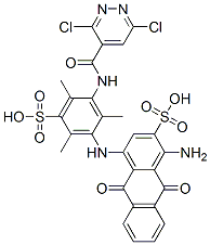 1-amino-4-[3-[[(3,6-dichloropyridazin-4-yl)carbonyl]amino]-2,4,6-trimethyl-5-sulphoanilino]-9,10-dihydro-9,10-dioxoanthracene-2-sulphonic acid CAS#: 67846-54-2