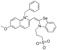 1-benzyl-6-methoxy-2-[[3-(3-sulphonatopropyl)-3H-benzoselenazol-2-ylidene]methyl]quinolinium CAS#: 63816-07-9