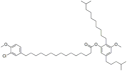 15-(3-Chloro-4-methoxyphenyl)pentadecanoic acid 3-methoxy-2-(9-methyldecyl)-5-(4-methylpentyl)phenyl ester CAS#: 63953-40-2