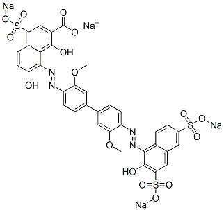 1,7-Dihydroxy-8-[[4'-[[2-hydroxy-3,6-bis(sodiosulfo)-1-naphthalenyl]azo]-3,3'-dimethoxy-1,1'-biphenyl-4-yl]azo]-4-(sodiosulfo)naphthalene-2-carboxylic acid sodium salt CAS#: 6428-89-3