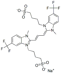 1H-Benzimidazolium, 2-[3-[1,3-dihydro-1-methyl-3-(4-sulfobutyl)-5-(trifluoromethyl)-2H-benzimidazol-2-ylidene]-1-propenyl]-1-methyl-3-(4-sulfobutyl)-5-(trifluoromethyl)-, hydroxide, inner salt, sodium salt CAS#: 63834-91-3