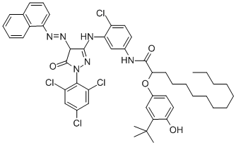 2-(3-tert-Butyl-4-hydroxyphenoxy)-N-(4-chloro-3-((4,5-dihydro-4-(1-naphthylazo)-5-oxo-1-(2,4,6-trichlorophenyl)-1H-pyrazol-3-yl)amino)phenyl)myristamide CAS#: 63089-83-8