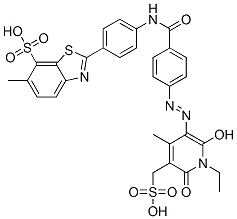 2-[4-[[4-[[1-ethyl-1,6-dihydro-2-hydroxy-4-methyl-6-oxo-5-(sulphomethyl)-3-pyridyl]azo]benzoyl]amino]phenyl]-6-methylbenzothiazole-7-sulphonic acid CAS#: 65402-16-6