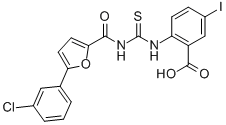2-[[[[[5-(3-CHLOROPHENYL)-2-FURANYL]CARBONYL]AMINO]THIOXOMETHYL]AMINO]-5-IODO-BENZOIC ACID CAS#: 530150-35-7
