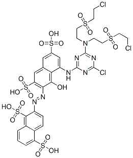 2-[[8-[[4-[bis[2-[(2-chloroethyl)sulphonyl]ethyl]amino]-6-chloro-1,3,5-triazin-2-yl]amino]-1-hydroxy-3,6-disulpho-2-naphthyl]azo]naphthalene-1,5-disulphonic acid CAS#: 65180-62-3