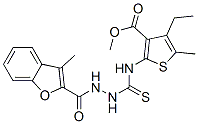 2-Benzofurancarboxylicacid,3-methyl-,2-[[[4-ethyl-3-(methoxycarbonyl)-5-methyl-2-thienyl]amino]thioxomethyl]hydrazide(9CI) CAS#: 588712-96-3