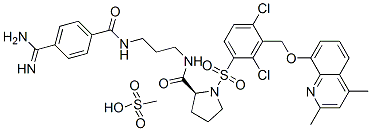 2-PYRROLIDINECARBOXAMIDE, N-[3-[[4-(AMINOIMINOMETHYL)BENZOYL]AMINO]PROPYL]-1-[[2,4-DICHLORO-3-[[(2,4-DIMETHYL-8-QUINOLINYL)OXY]METHYL]PHENYL]SULFONYL]-, (2S)-, MONOMETHANESULFONATE CAS#: 515880-69-0