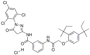 3-[[[2,4-bis(tert-pentyl)phenoxy]acetyl]amino]-N-[4,5-dihydro-5-oxo-1-(2,4,6-trichlorophenyl)-1H-pyrazol-3-yl]benzamide monohydrochloride CAS#: 63217-46-9