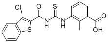 3-[[[[(3-CHLOROBENZO[B]THIEN-2-YL)CARBONYL]AMINO]THIOXOMETHYL]AMINO]-2-METHYL-BENZOIC ACID CAS#: 530132-36-6