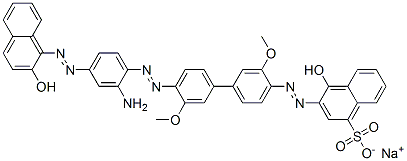 3-[[4'-[[2-Amino-4-[(2-hydroxy-1-naphthalenyl)azo]phenyl]azo]-3,3'-dimethoxy[1,1'-biphenyl]-4-yl]azo]-4-hydroxynaphthalene-1-sulfonic acid sodium salt CAS#: 7116-77-0