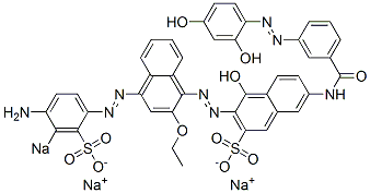 3-[[4-[(4-Amino-3-sodiosulfophenyl)azo]-2-ethoxy-1-naphthalenyl]azo]-4-hydroxy-7-[[3-[(2,4-dihydroxyphenyl)azo]benzoyl]amino]naphthalene-2-sulfonic acid sodium salt CAS#: 6451-08-7
