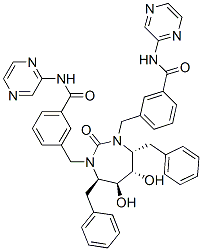 3-[[(4R,5S,6S,7R)-4,7-dibenzyl-5,6-dihydroxy-2-oxo-3-[[3-(pyrazin-2-yl carbamoyl)phenyl]methyl]-1,3-diazepan-1-yl]methyl]-N-pyrazin-2-yl-benz amide CAS#: 183854-80-0