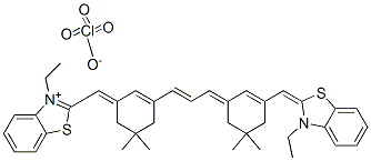 3-ethyl-2-[[3-[3-[3-[(3-ethyl-3H-benzothiazol-2-ylidene)methyl]-5,5-dimethylcyclohex-2-en-1-ylidene]prop-1-enyl]-5,5-dimethylcyclohex-2-en-1-ylidene]methyl]benzothiazolium perchlorate CAS#: 65767-27-3