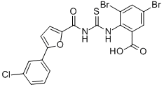 3,5-DIBROMO-2-[[[[[5-(3-CHLOROPHENYL)-2-FURANYL]CARBONYL]AMINO]THIOXOMETHYL]AMINO]-BENZOIC ACID CAS#: 530153-60-7