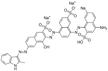 4-[(4-Amino-7-sodiosulfo-1-naphthalenyl)azo]-7'-[(2-methyl-1H-indol-3-yl)azo]-1'-hydroxy[1,2'-azobisnaphthalene]-3',6-disulfonic acid disodium salt CAS#: 6428-20-2