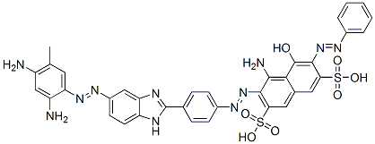 4-Amino-3-[[4-[5-[(2,4-diamino-5-methylphenyl)azo]-1H-benzimidazol-2-yl]phenyl]azo]-5-hydroxy-6-(phenylazo)-2,7-naphthalenedisulfonic acid CAS#: 68957-65-3