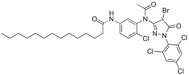 4-Bromo-1-(2,4,6-trichlorophenyl)-3-[N-(2-chloro-5-tetradecanoylaminophenyl)acetylamino]-2-pyrazolin-5-one CAS#: 63775-43-9