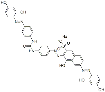 4-Hydroxy-6-[(2,4-dihydroxyphenyl)azo]-3-[[4-[3-[4-[(2,4-dihydroxyphenyl)azo]phenyl]ureido]phenyl]azo]naphthalene-2-sulfonic acid sodium salt CAS#: 6856-10-6