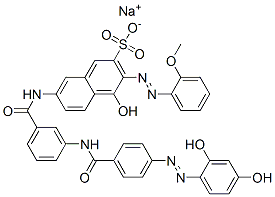 4-Hydroxy-7-[[3-[[4-[(2,4-dihydroxyphenyl)azo]benzoyl]amino]benzoyl]amino]-3-[(2-methoxyphenyl)azo]naphthalene-2-sulfonic acid sodium salt CAS#: 6470-57-1