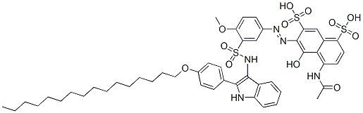 4-(acetylamino)-6-[[3-[[[2-[4-(hexadecyloxy)phenyl]-1H-indol-3-yl]amino]sulphonyl]-4-methoxyphenyl]azo]-5-hydroxynaphthalene-1,7-disulphonic acid CAS#: 66282-04-0