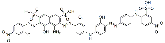 4-amino-6-[(2-chloro-4-nitrophenyl)azo]-5-hydroxy-3-[[2-hydroxy-4-[[3-hydroxy-4-[[4-[(4-nitro-2-sulphophenyl)amino]phenyl]azo]phenyl]amino]phenyl]azo]naphthalene-2,7-disulphonic acid CAS#: 68134-20-3