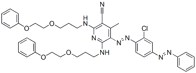 5-[[2-chloro-4-(phenylazo)phenyl]azo]-4-methyl-2,6-bis[[3-(2-phenoxyethoxy)propyl]amino]nicotinonitrile CAS#: 63281-03-8