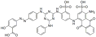 5-[[4-[[4-[[4-[(4-amino-9,10-dihydro-9,10-dioxo-3-sulpho-1-anthryl)amino]-2-sulphophenyl]amino]-6-(phenylamino)-1,3,5-triazin-2-yl]amino]phenyl]azo]-2-hydroxybenzoic acid CAS#: 62572-84-3