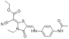 {5-[(4-Acetylamino-phenylamino)-methylene]-3-ethyl-4-oxo-thiazolidin-2-ylidene}-cyano-acetic acid ethyl ester CAS#: 623551-18-8