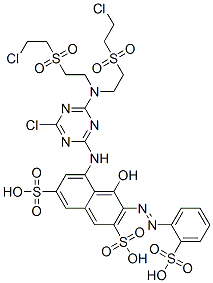 5-[[4-[Bis[2-[(2-chloroethyl)sulfonyl]ethyl]amino]-6-chloro-1,3,5-triazin-2-yl]amino]-4-hydroxy-3-[(2-sulfophenyl)azo]-2,7-naphthalenedisulfonic acid CAS#: 65180-72-5