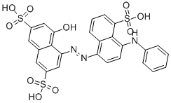 5-[(4-anilino-5-sulphonaphthyl)azo]-4-hydroxynaphthalene-2,7-disulphonic acid CAS#: 7488-76-8