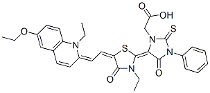 5-[5-[(6-ethoxy-1-ethyl-1H-quinolin-2-ylidene)ethylidene]-3-ethyl-4-oxothiazolidin-2-ylidene]-4-oxo-3-phenyl-2-thioxoimidazolidine-1-acetic acid CAS#: 68758-87-2