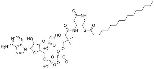 [5-(6-aminopurin-9-yl)-4-hydroxy-3-phosphonooxyoxolan-2-yl]methyl [[4-[[3-(2-hexadecanoylsulfanylethylamino)-3-oxopropyl]amino]-3-hydroxy-2,2-dimethyl-4-oxobutoxy]-oxidophosphoryl] phosphate CAS#: 62358-02-5