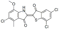 5-Chloro-2-(5,7-dichloro-3-oxobenzo[b]thiophen-2(3H)-ylidene)-7-methoxy-4-methyl-1H-indol-3(2H)-one CAS#: 6424-69-7